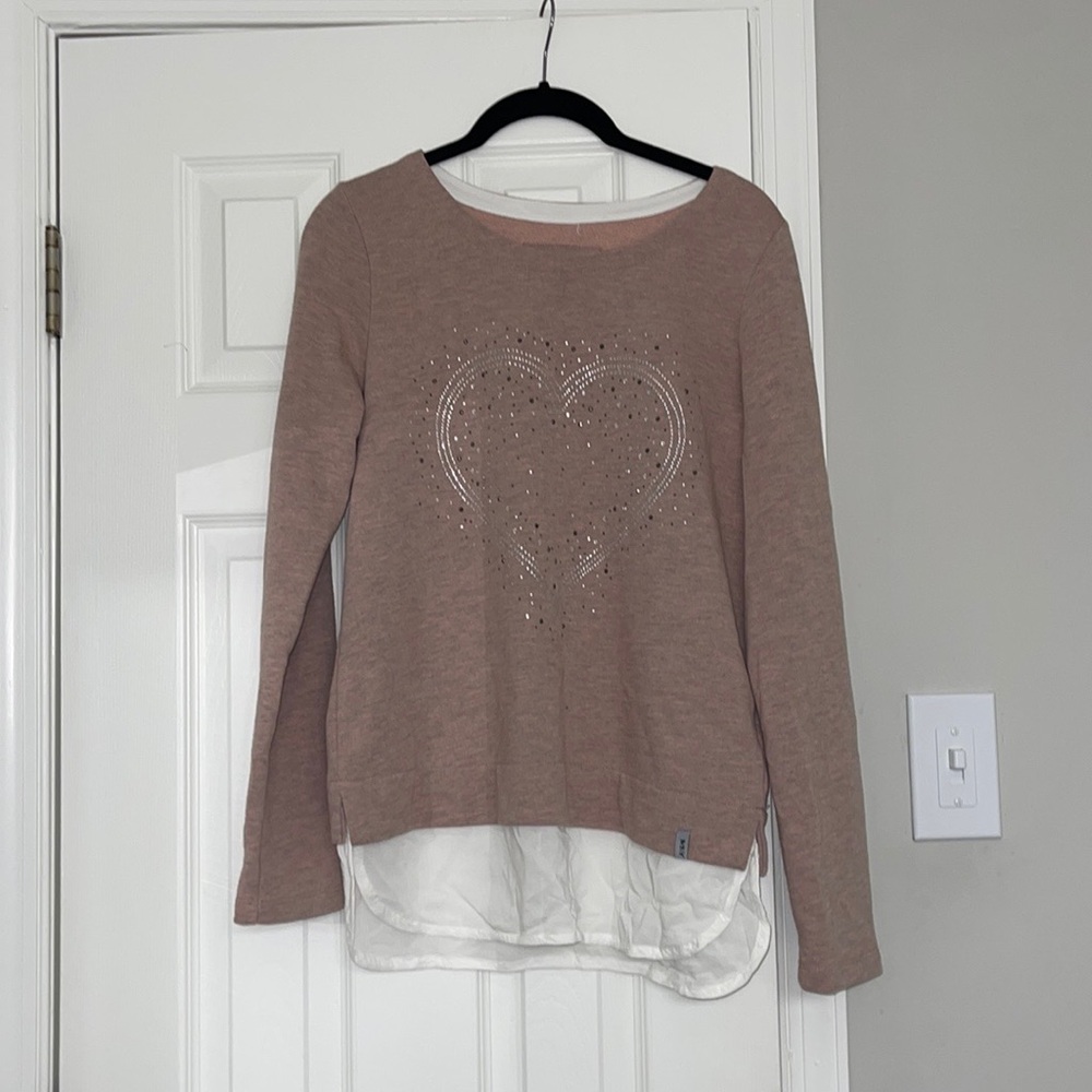 Marc New York Performance Apricot Long Sleeved Heart Stuffed Layered Shirt